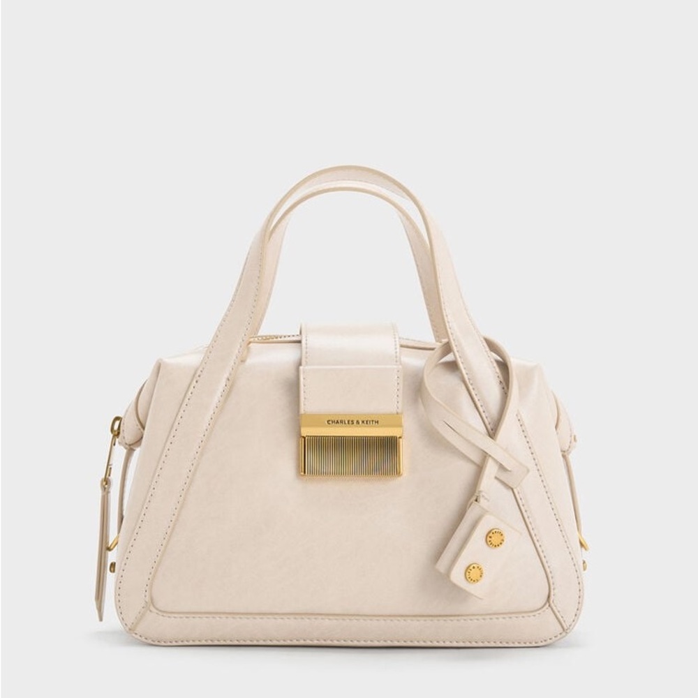 CHARLES & KEITH Charlot Bowling Bag – Creamy Oat — Never Used!